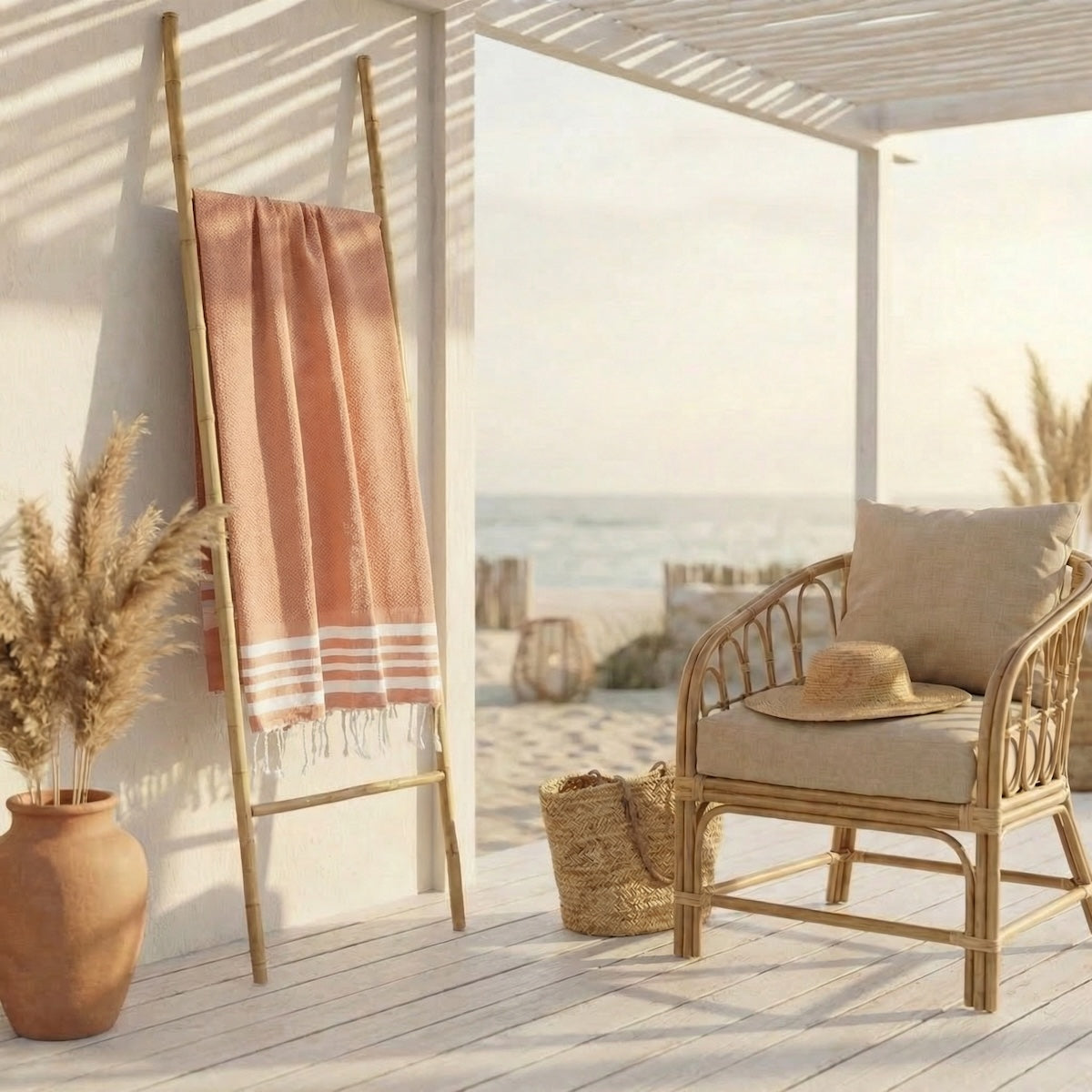 Fouta coton 100x200 NEWPORT rose argile