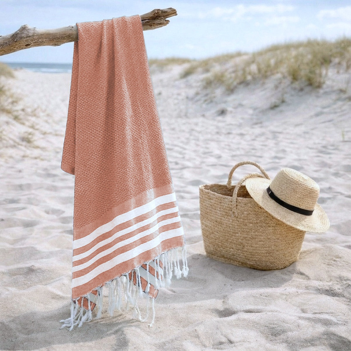 Fouta coton 100x200 NEWPORT rose argile