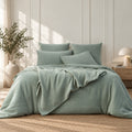 Housse de couette gaze de coton céladon CARLA - 140x200