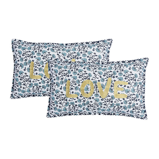 Lot de 2 housses de coussin coton LOVE 50x30