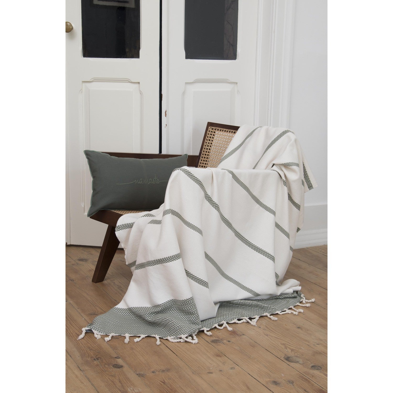 Plaid coton vert olive LIV    febronie.com