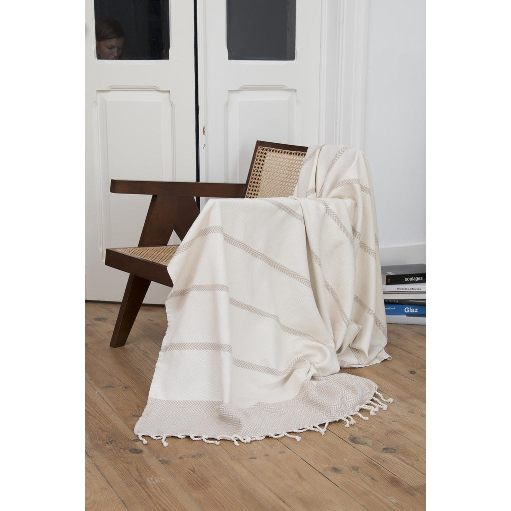 Plaid coton écru LIV    febronie.com