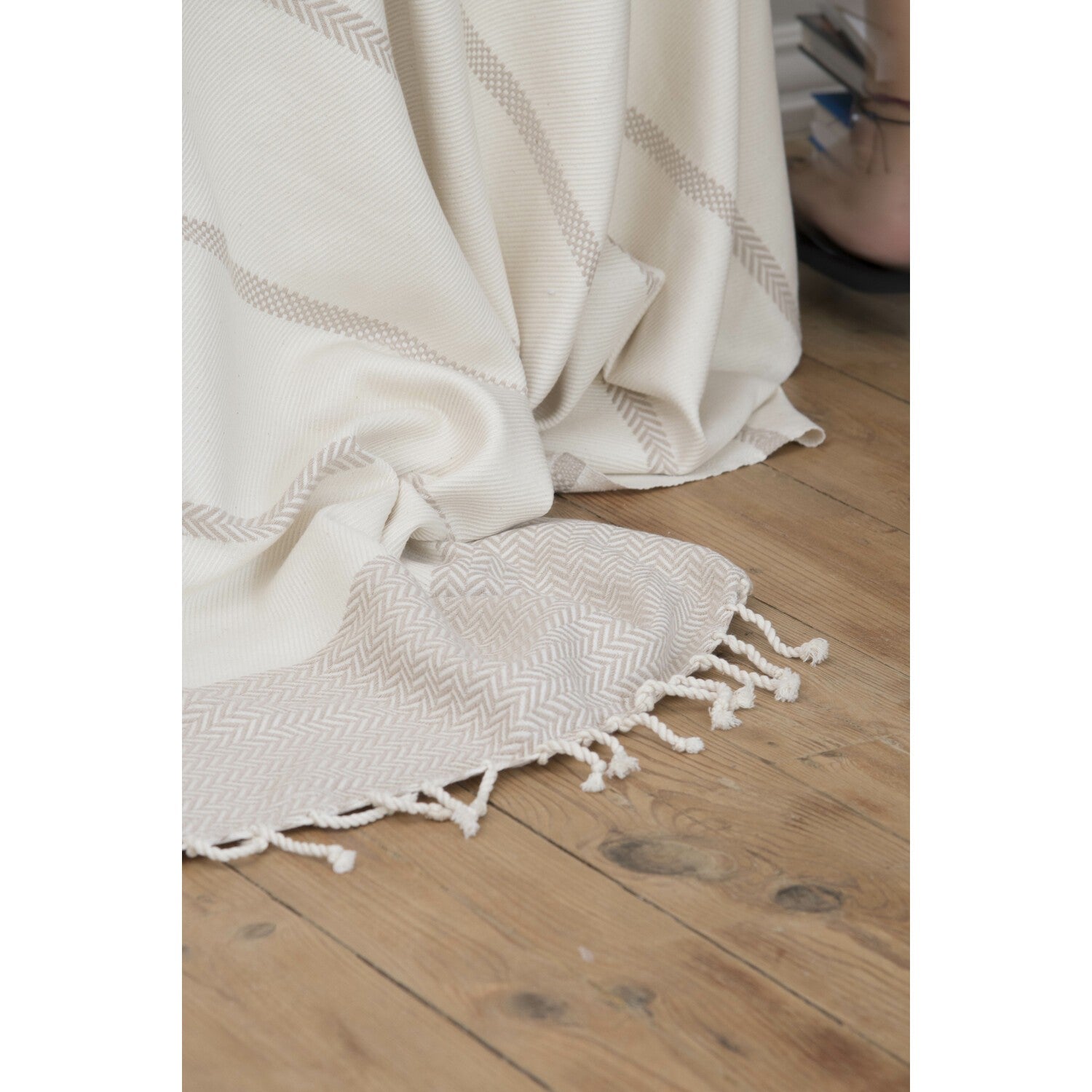 Plaid coton écru LIV    febronie.com