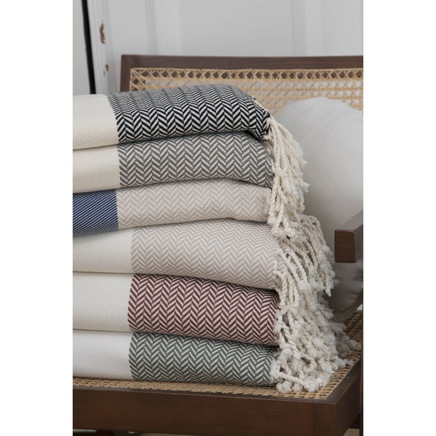 Plaid coton écru LIV    febronie.com