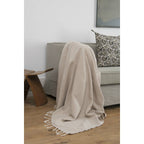 Plaid coton taupe clair OSLO    febronie.com