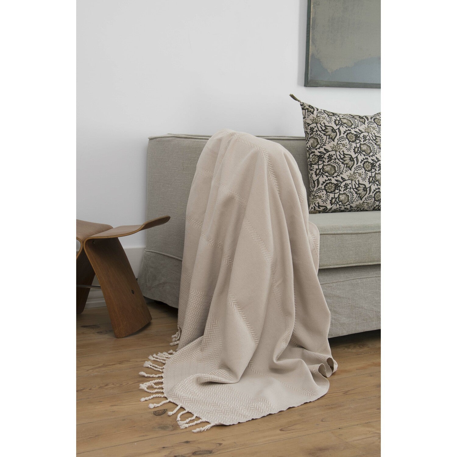 Plaid coton taupe clair OSLO    febronie.com