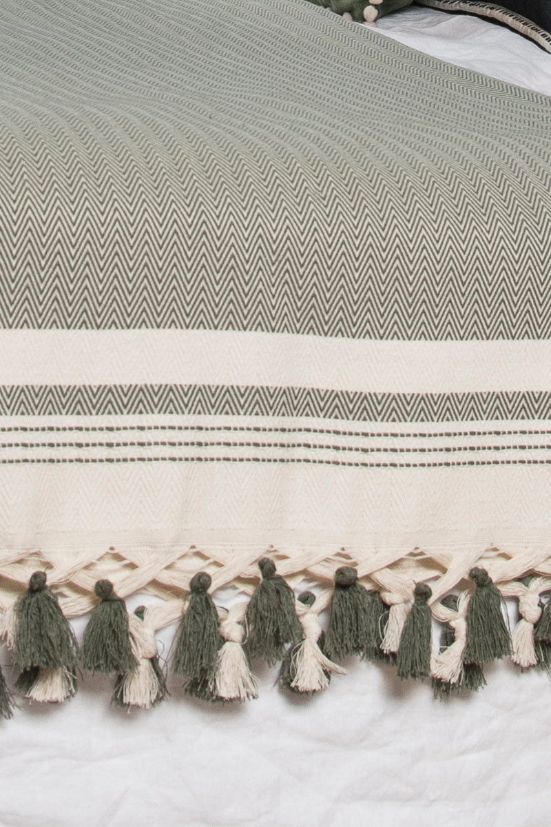 Plaid coton vert olive IVAN    febronie.com