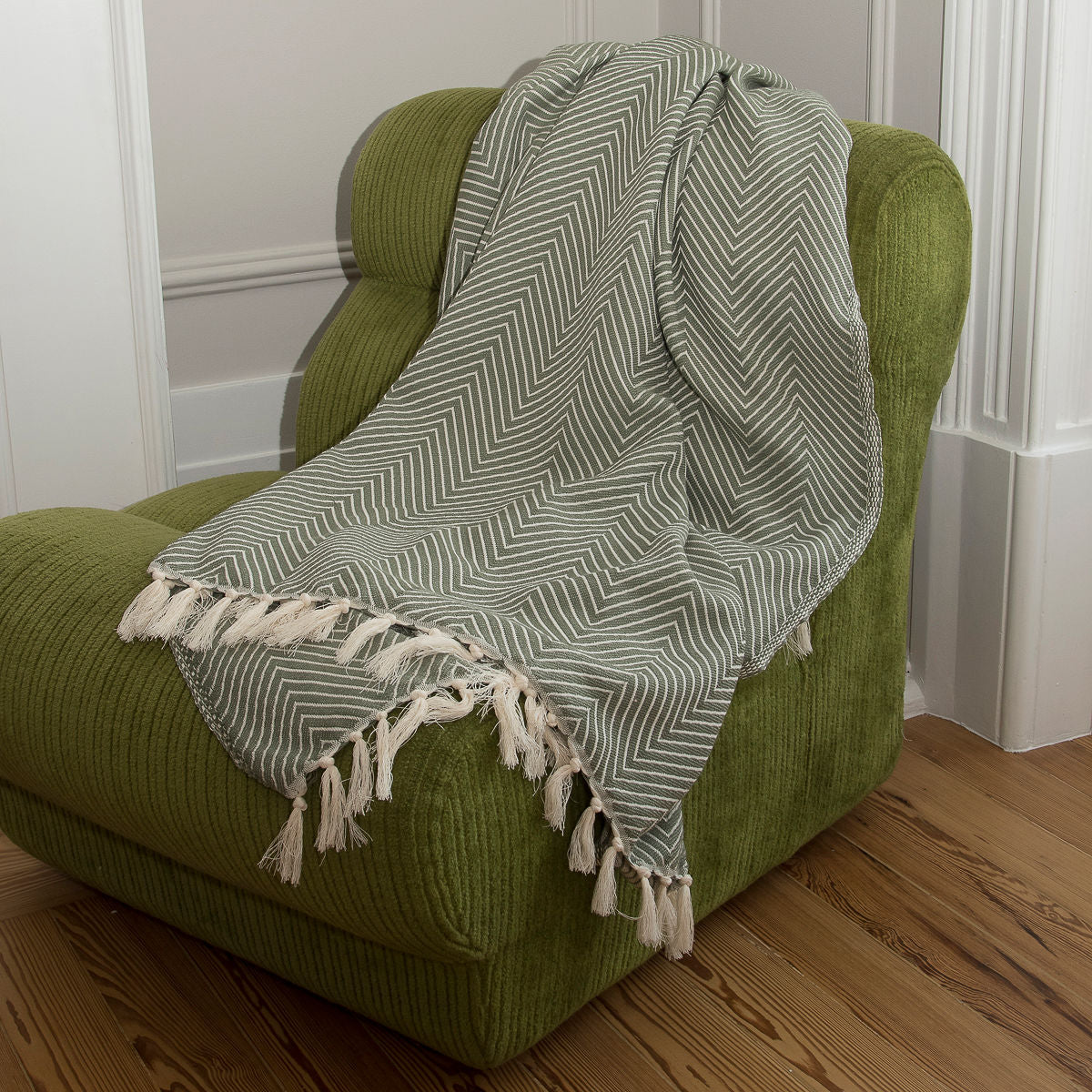 Plaid coton vert olive AMSTERDAM    febronie.com