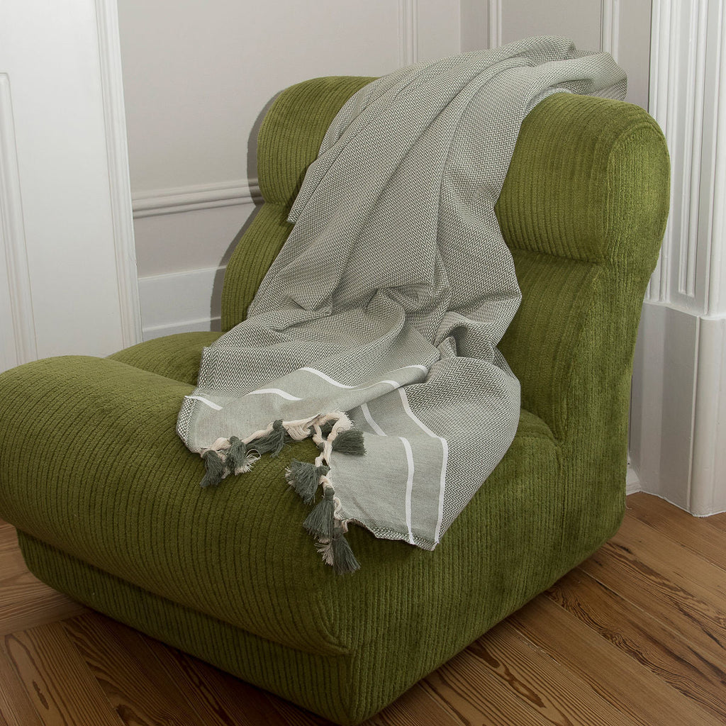 Plaid coton vert olive STOCKHOLM    febronie.com