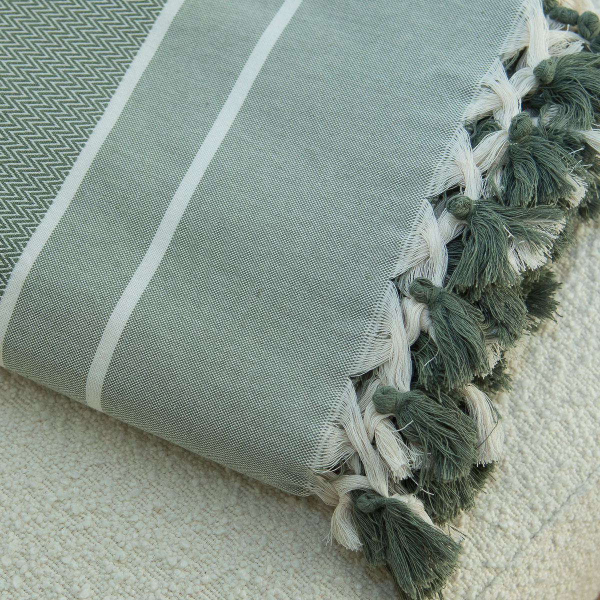 Plaid coton vert olive STOCKHOLM    febronie.com