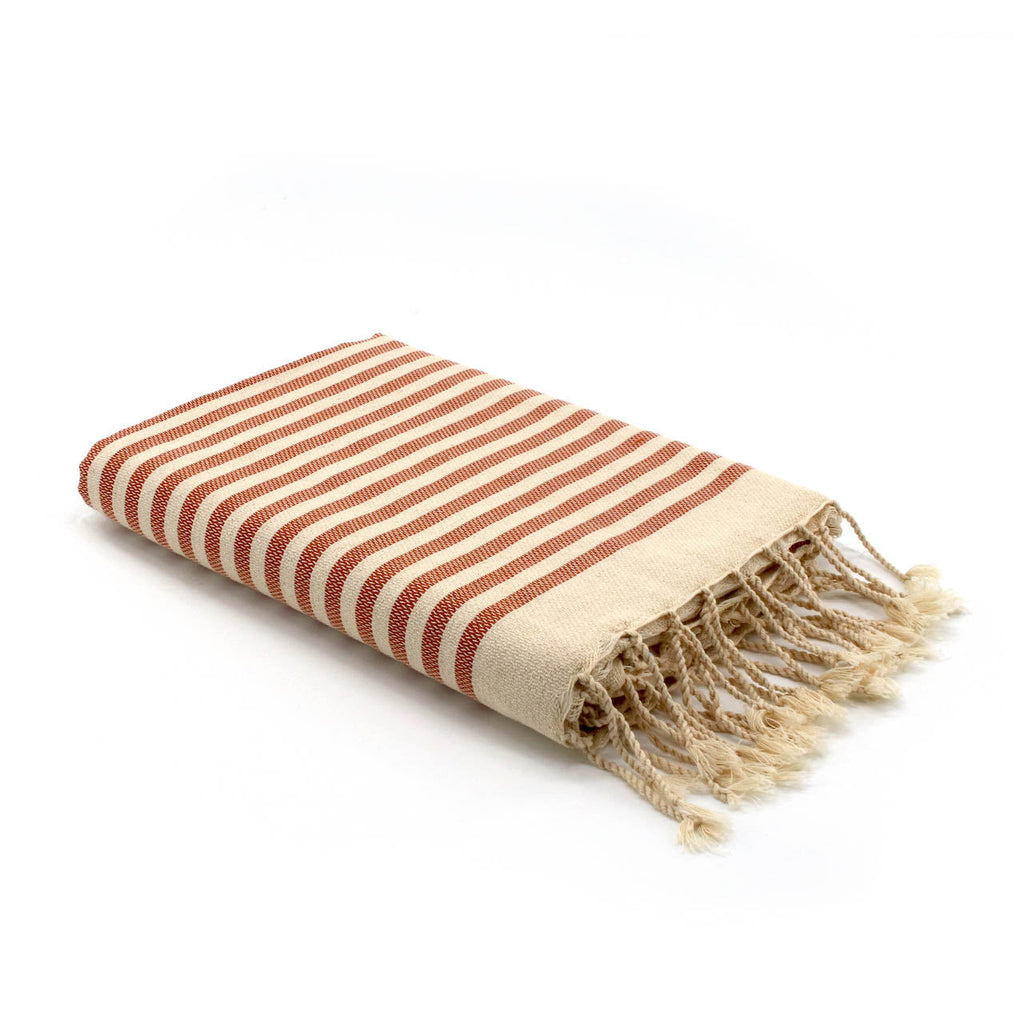 Fouta coton 100x200 HOSSEGOR - rouge brique - febronie.com