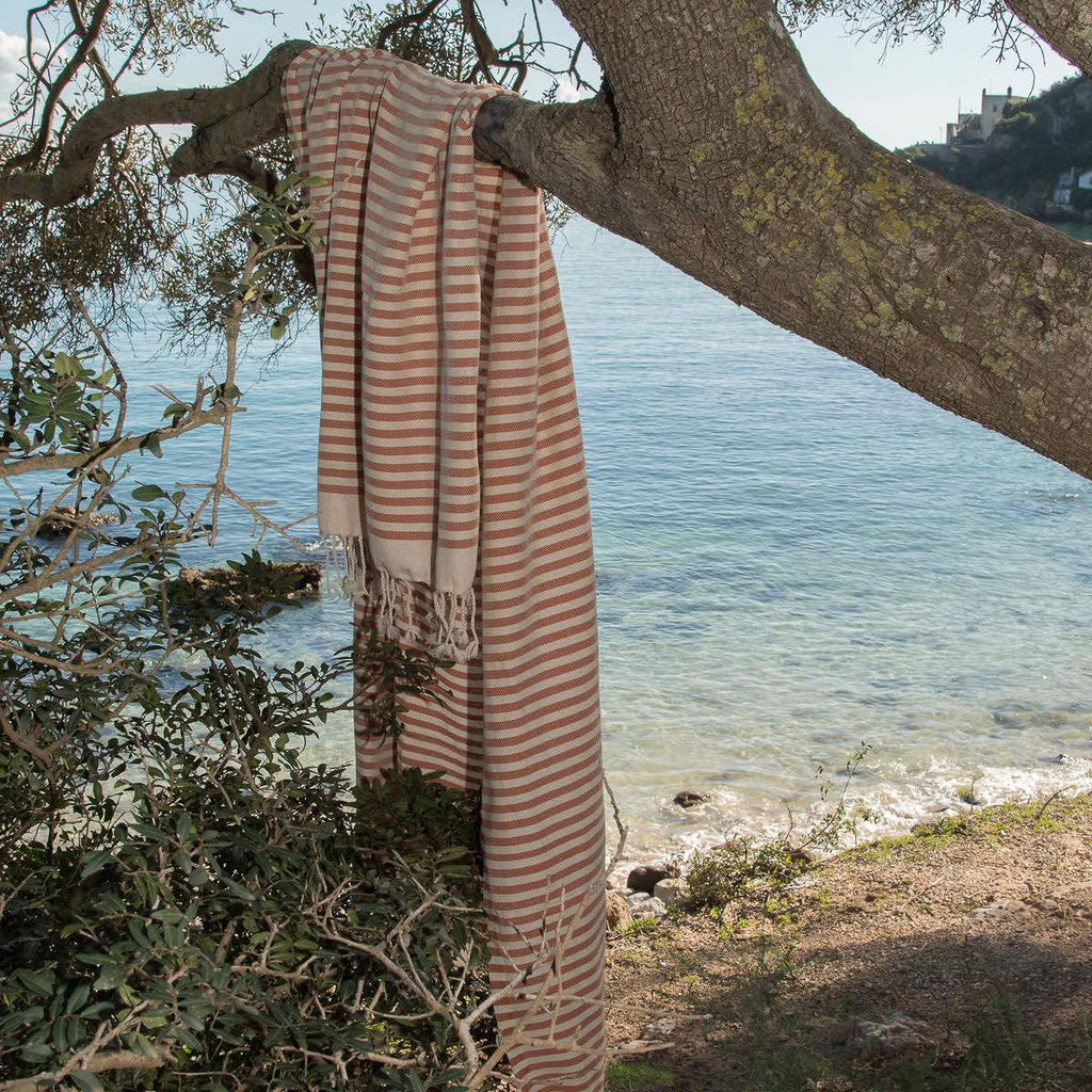 Fouta coton 100x200 HOSSEGOR - rouge brique - febronie.com
