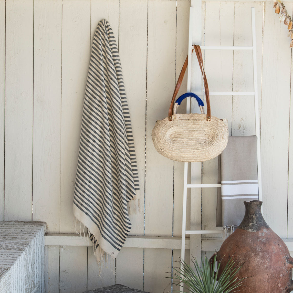 Fouta coton 100x200 HOSSEGOR - bleu denim - febronie.com