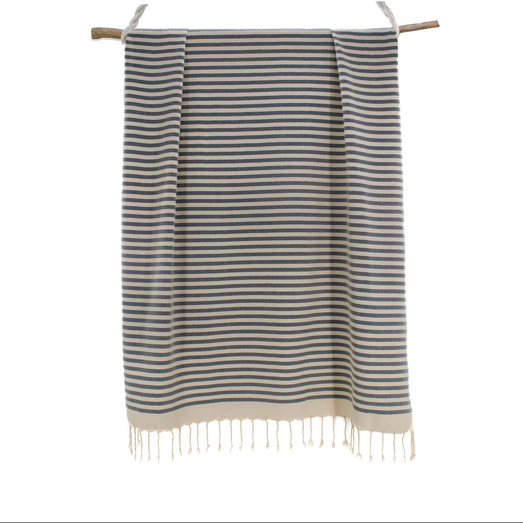 Fouta coton 100x200 HOSSEGOR - bleu denim - febronie.com