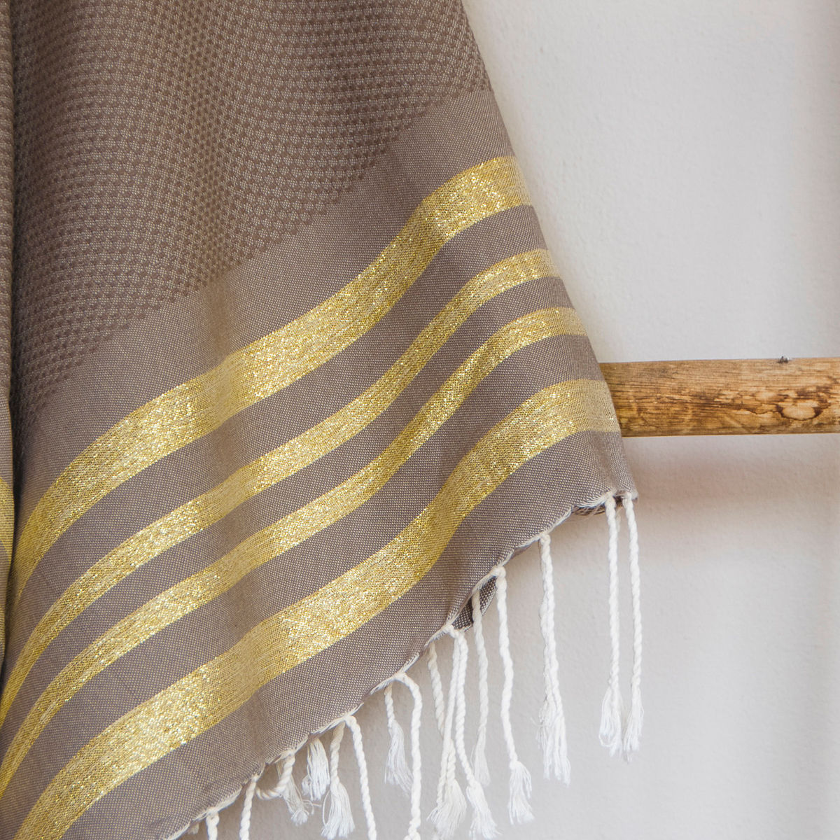 Fouta nid d'abeille lurex coton HAMPTONS 100x200