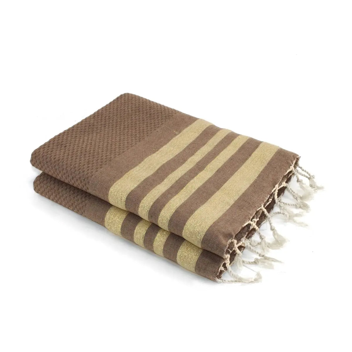 Fouta XXL coton 200x200 HAMPTONS - moka / or - febronie.com