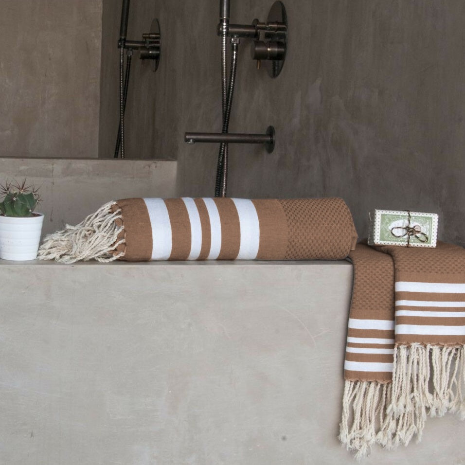 Bath set, 1 fouta + 2 hand towels cotton 100x200+2(40x60) HAMPTONS