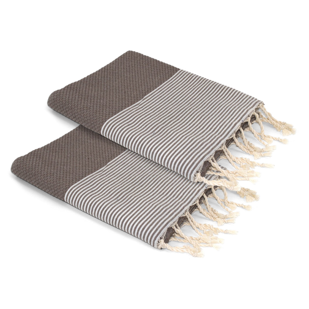 Lot de 2 foutas coton 100x200 ERICEIRA - taupe clair