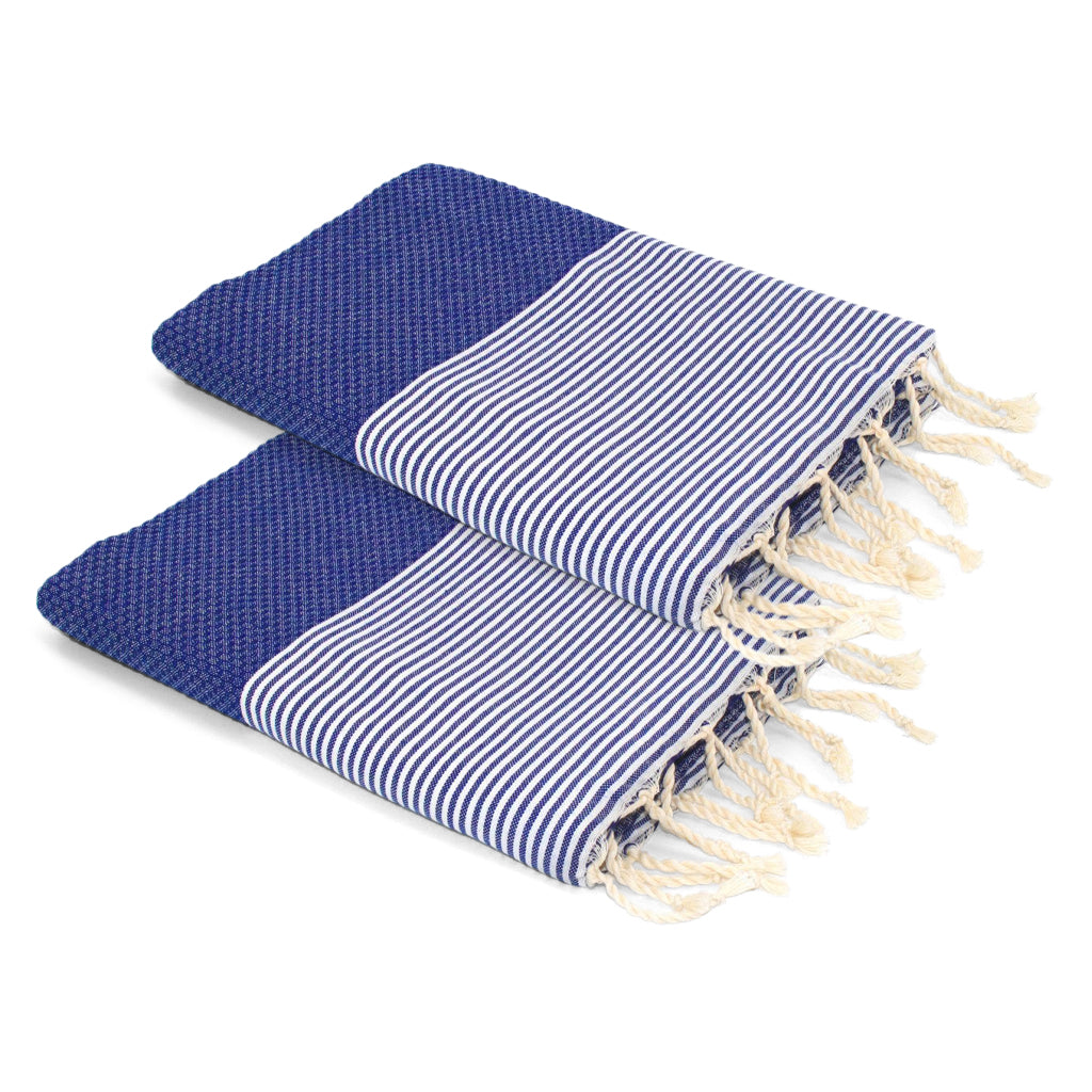 Lot de 2 foutas coton 100x200 ERICEIRA - bleu grec