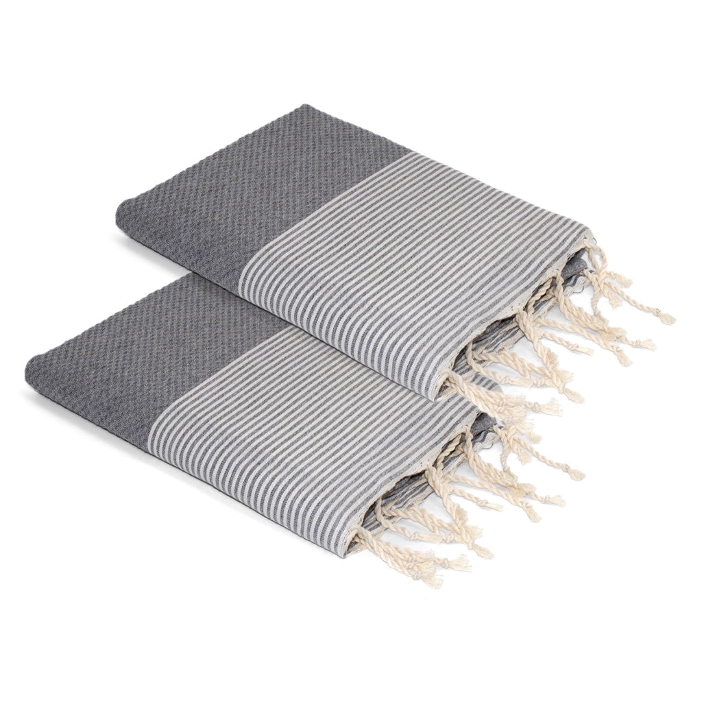 Lot de 2 foutas coton 100x200 ERICEIRA - gris moyen