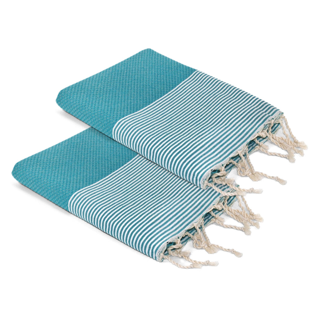 Lot de 2 foutas coton 100x200 ERICEIRA - vert turquoise