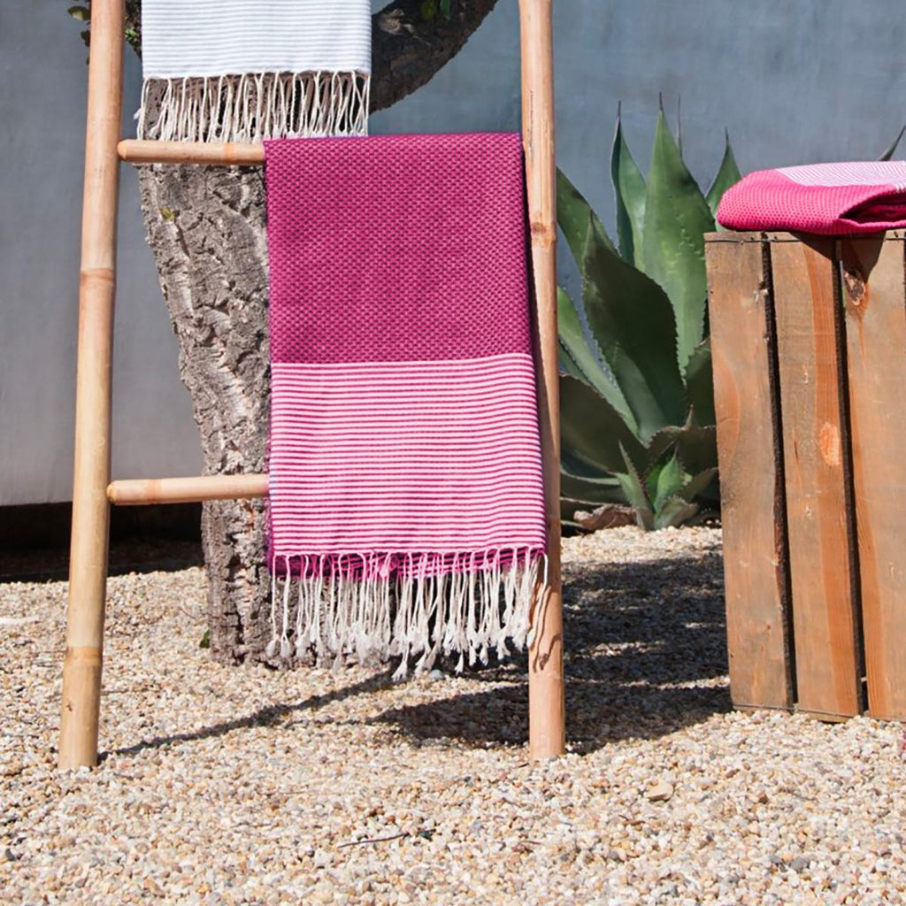 Lot de 2 foutas coton 100x200 ERICEIRA - rose fuchsia