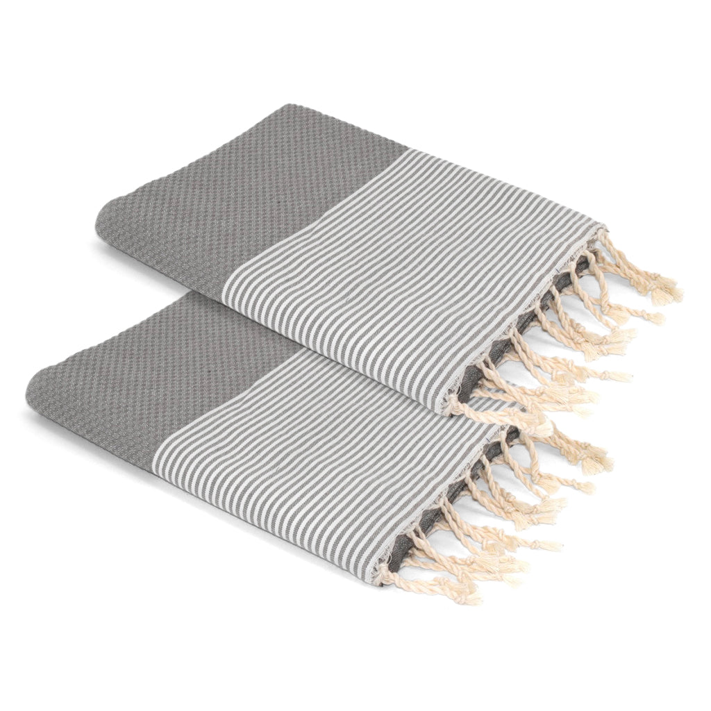 Lot de 2 foutas coton 100x200 ERICEIRA - gris perle