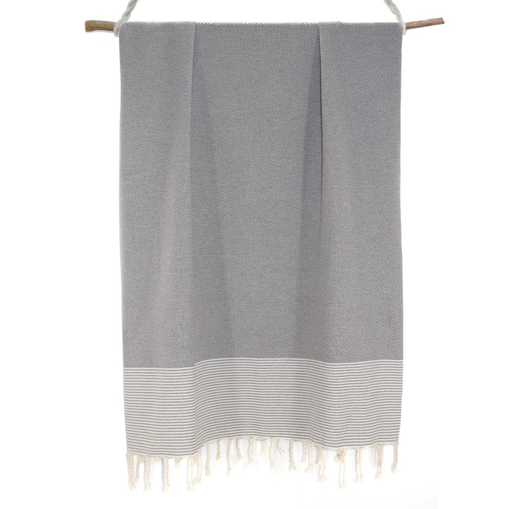Lot de 2 foutas coton 100x200 ERICEIRA - gris perle