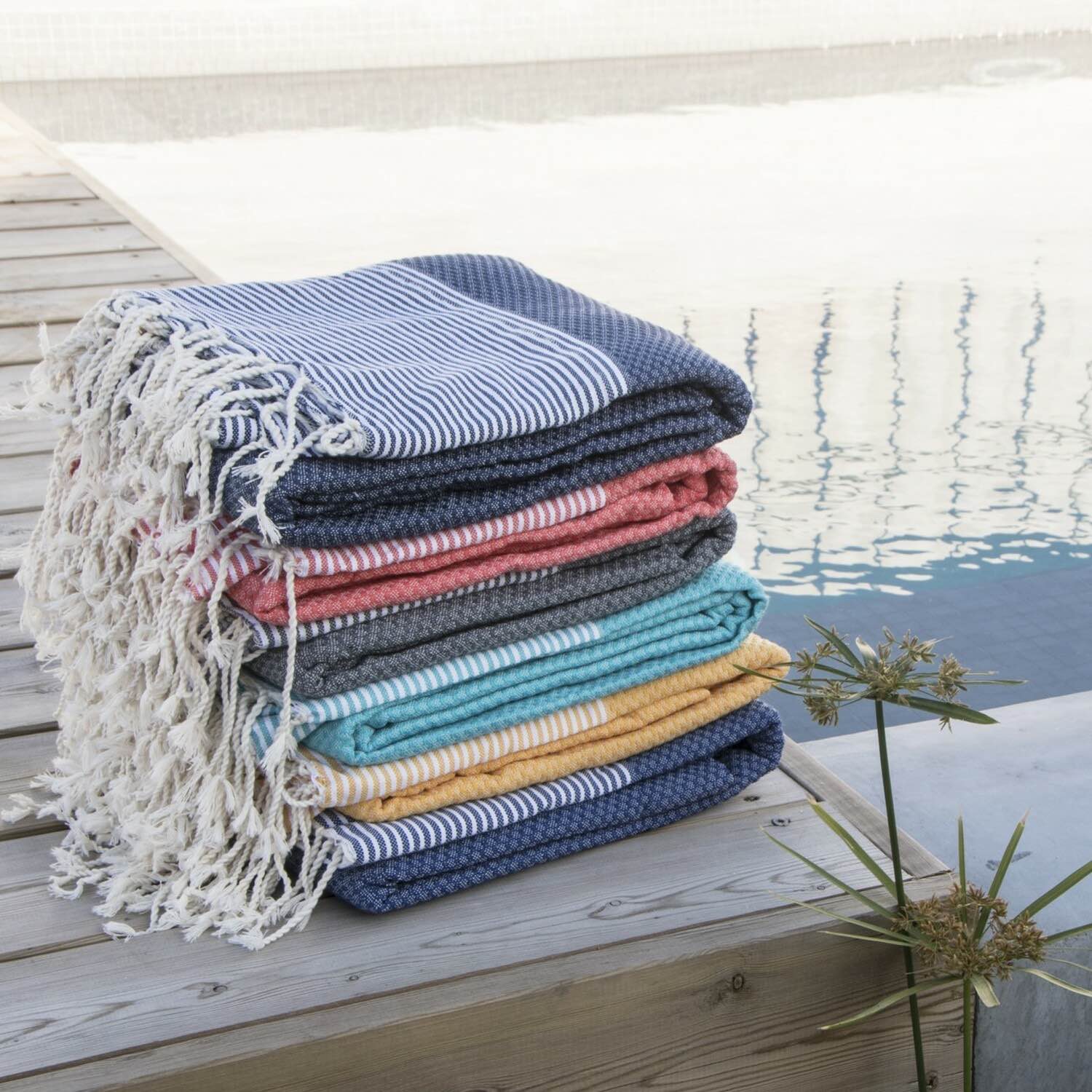 Lot de 2 foutas XXL coton 200x200 ERICEIRA - jaune safran