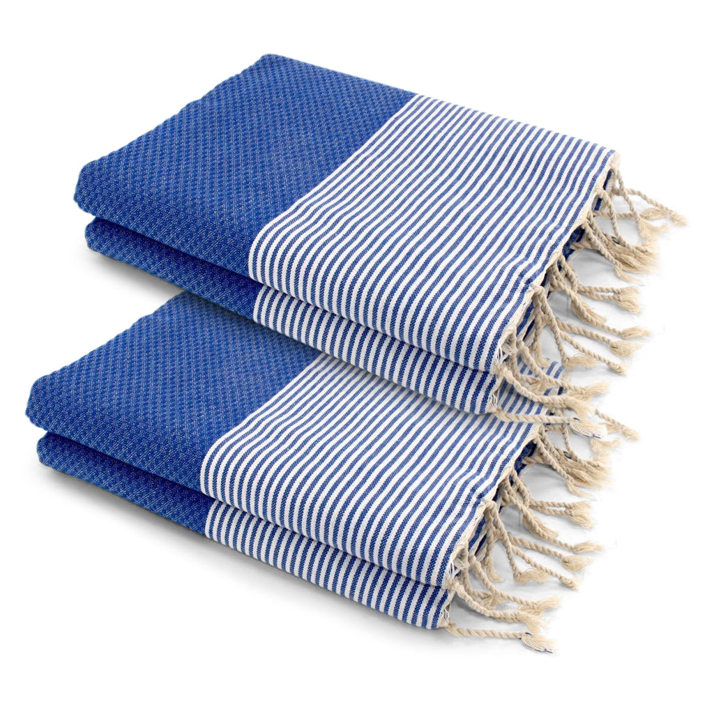 Lot de 2 foutas XXL coton 200x200 ERICEIRA - bleu grec