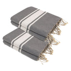 Lot de 2 foutas XXL coton 200x200 MALIBU - gris moyen