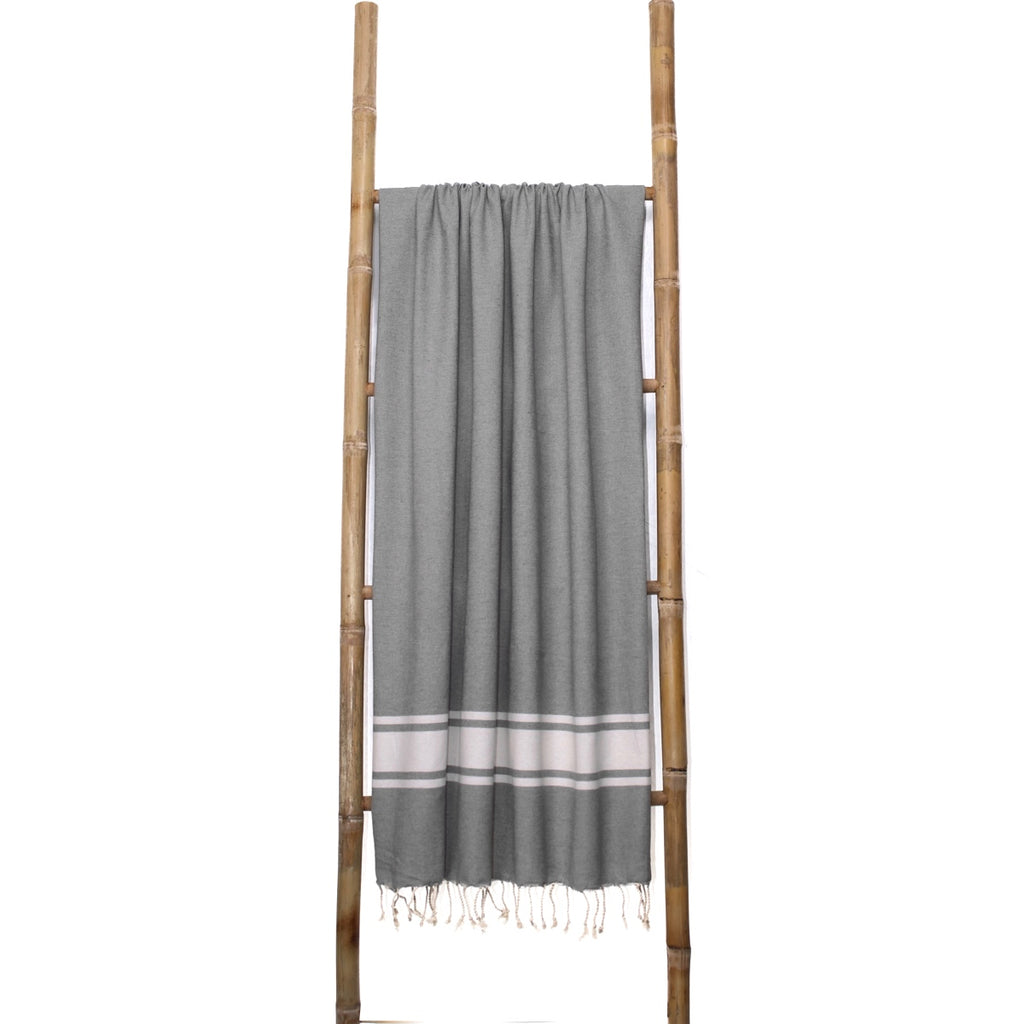 Lot de 2 foutas XXL coton 200x200 MALIBU - gris moyen