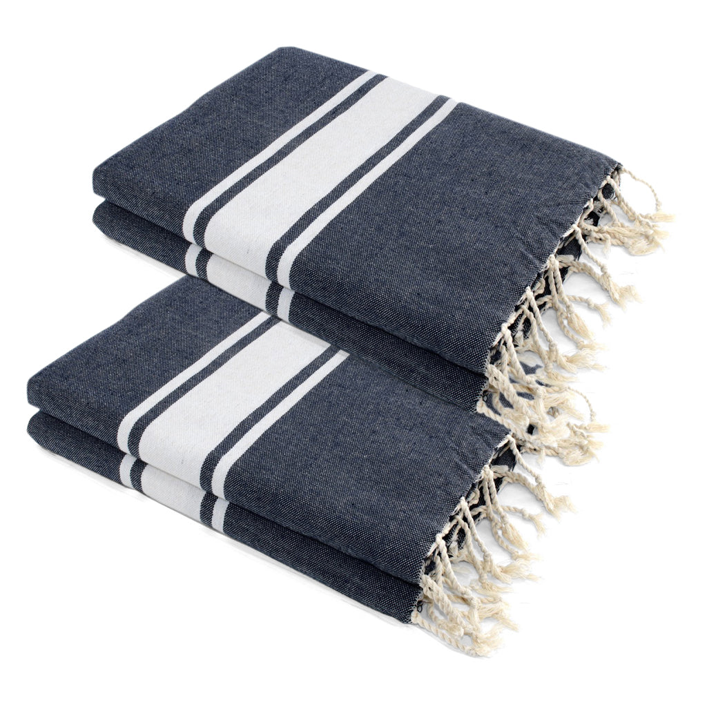 Lot de 2 foutas XXL coton 200x200 MALIBU - bleu jean