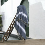 Lot de 2 foutas XXL coton 200x200 MALIBU - bleu jean