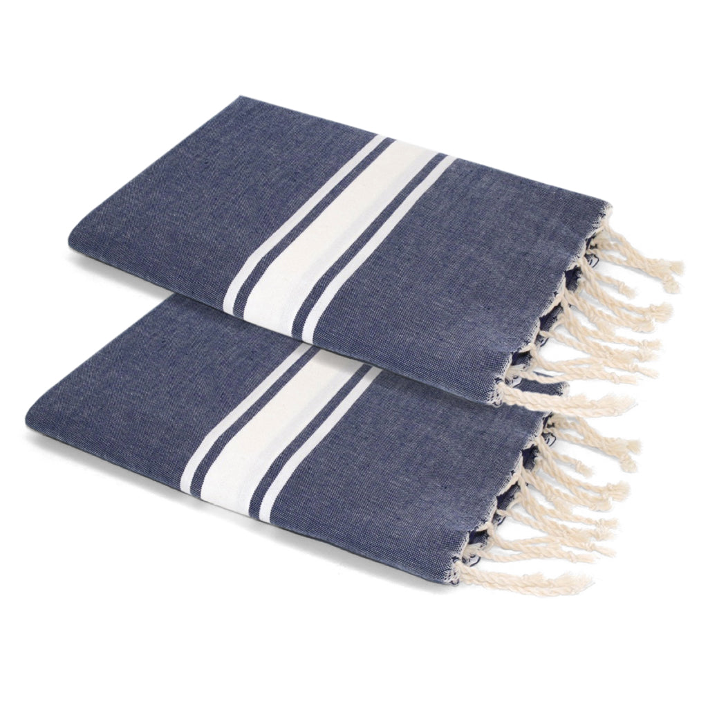 Lot de 2 foutas coton 100x200 MALIBU - bleu jean