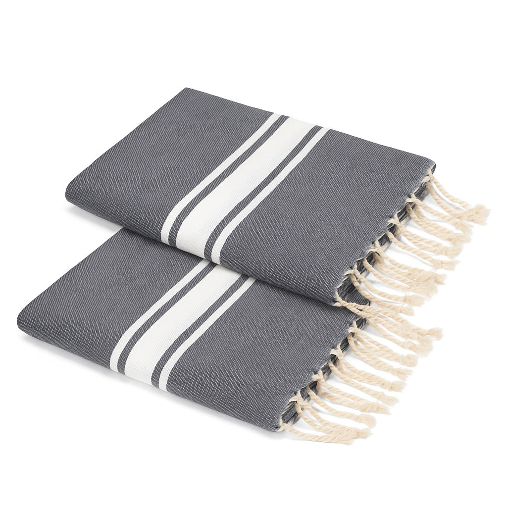Lot de 2 foutas coton 100x200 MALIBU - gris moyen