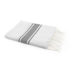 Fouta blanche coton 100x200 ST TROPEZ - blanc / vert turquoise - febronie.com