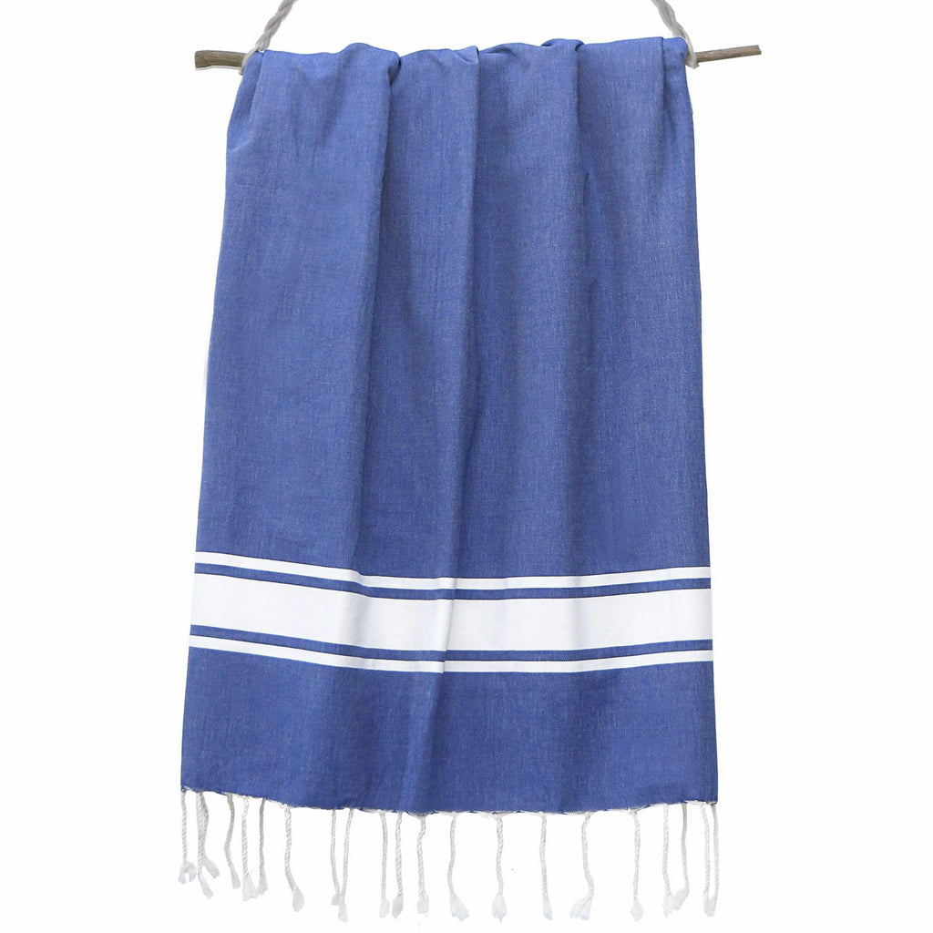 Lot de 2 foutas coton 100x200 MALIBU - bleu grec