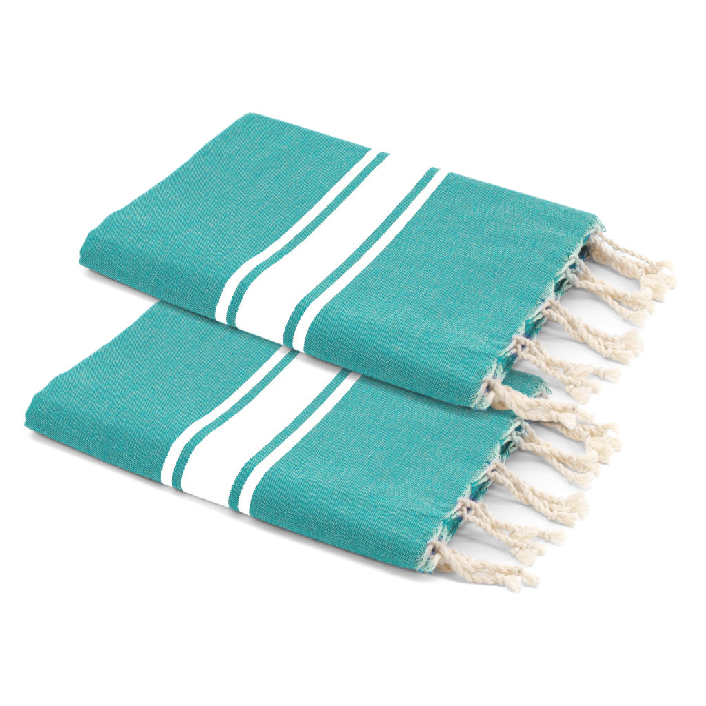 Lot de 2 foutas coton 100x200 MALIBU - vert turquoise