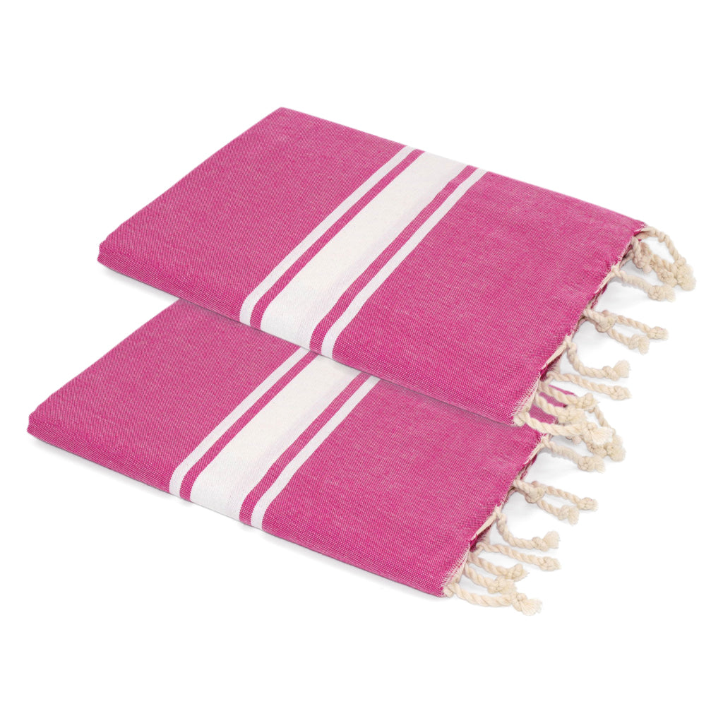 Lot de 2 foutas coton 100x200 MALIBU - rose fuchsia