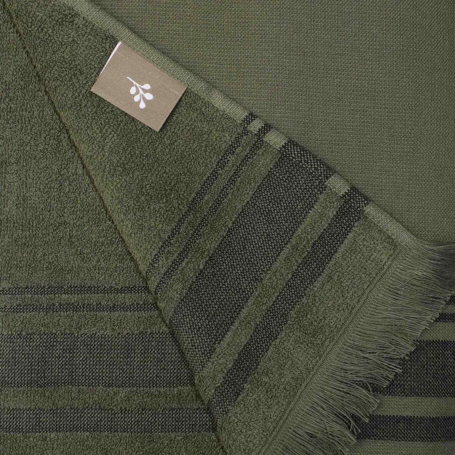 Fouta éponge coton vert kaki 100x180 FARO    febronie.com