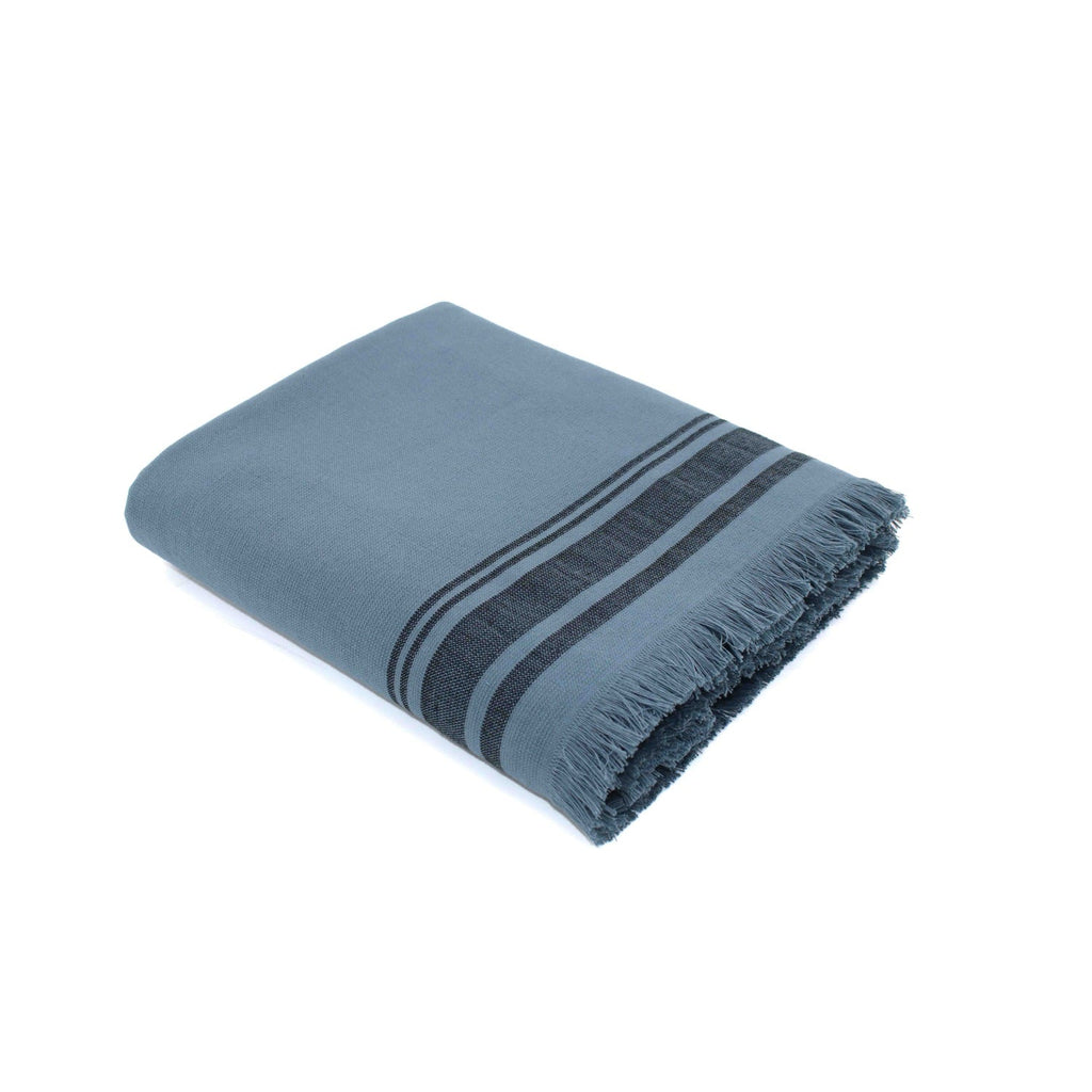 Fouta éponge coton bleu orage 100x180 FARO    febronie.com