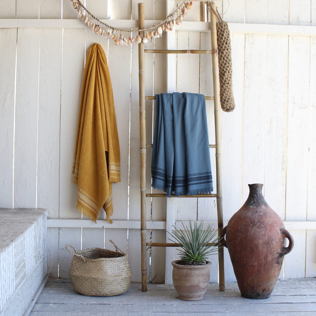 Fouta éponge coton bleu orage 100x180 FARO    febronie.com