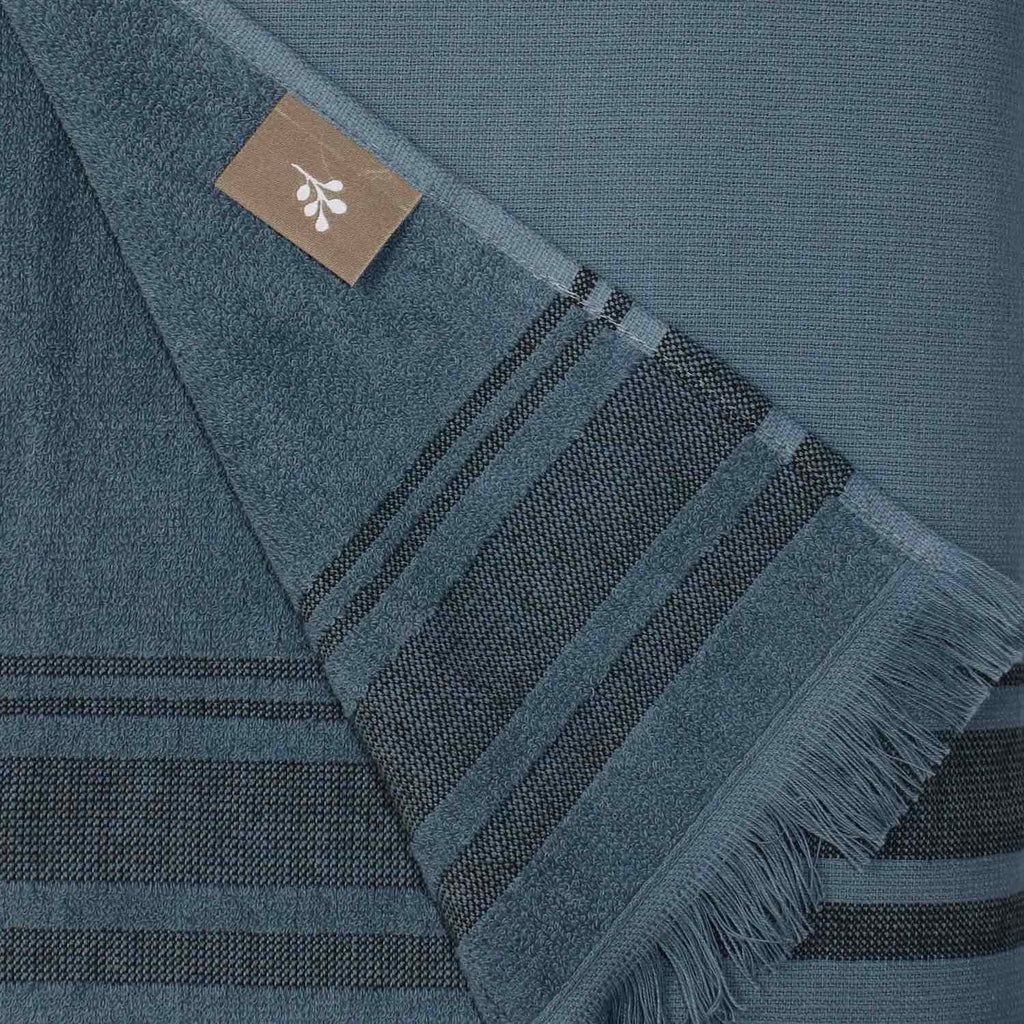 Fouta éponge coton bleu orage 100x180 FARO    febronie.com