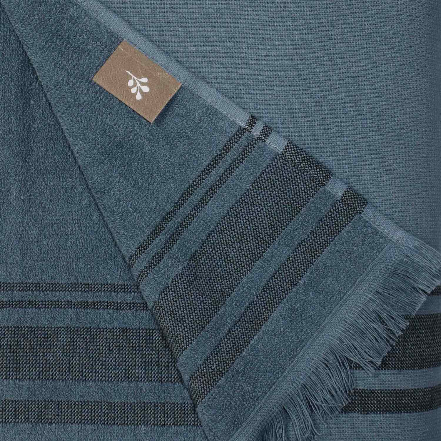 Fouta éponge coton bleu orage 100x180 FARO    febronie.com