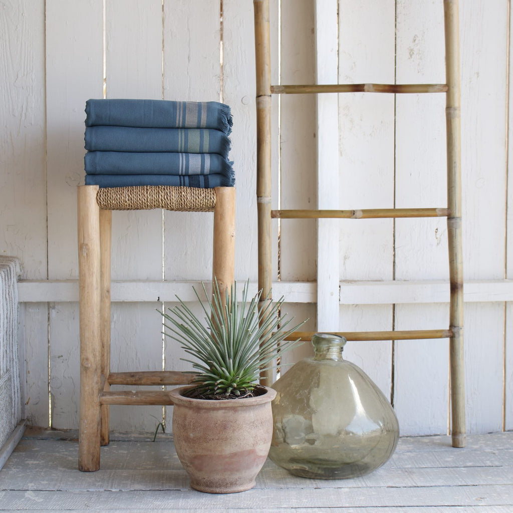 Fouta éponge coton bleu orage 100x180 FARO    febronie.com