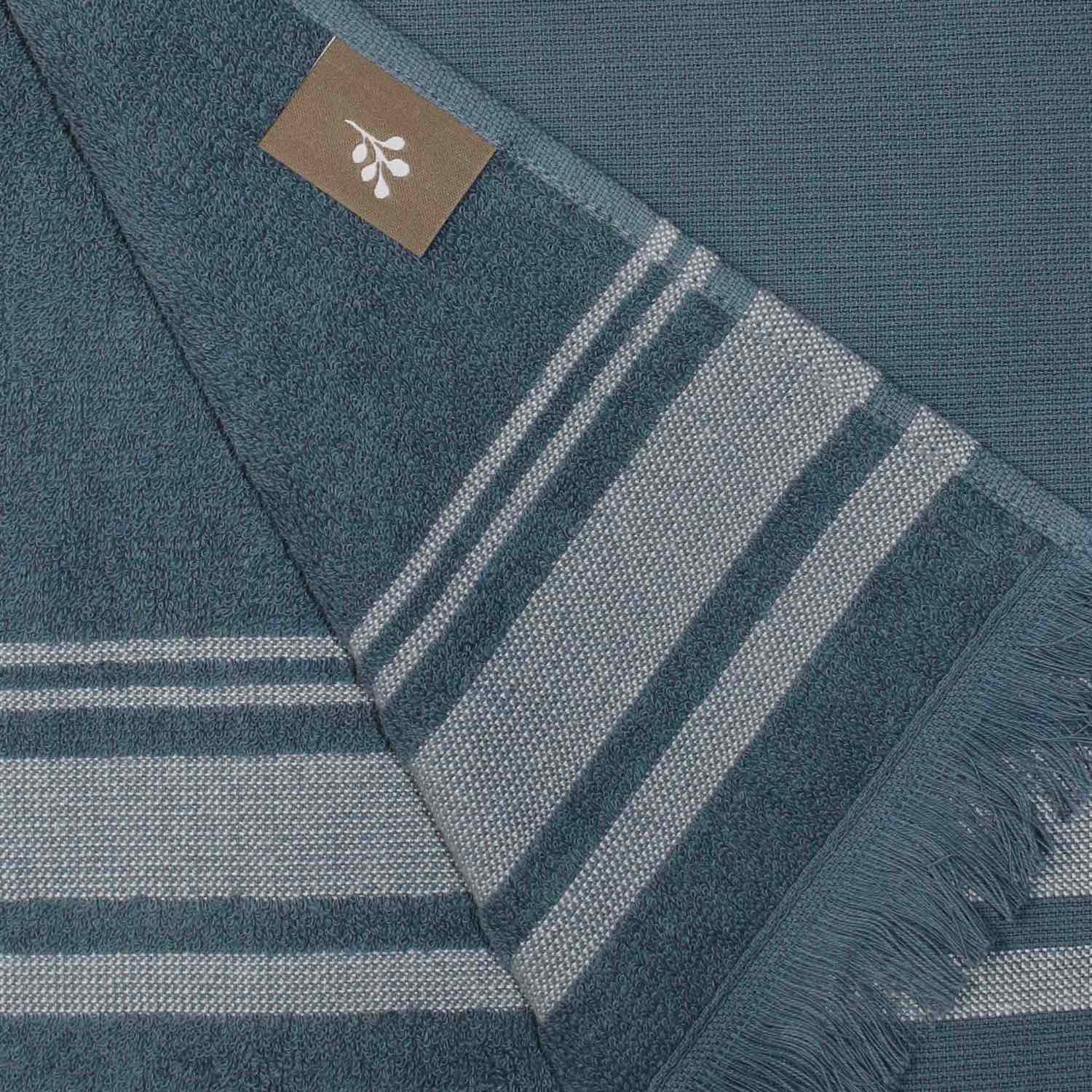 Fouta éponge coton bleu orage 100x180 FARO    febronie.com