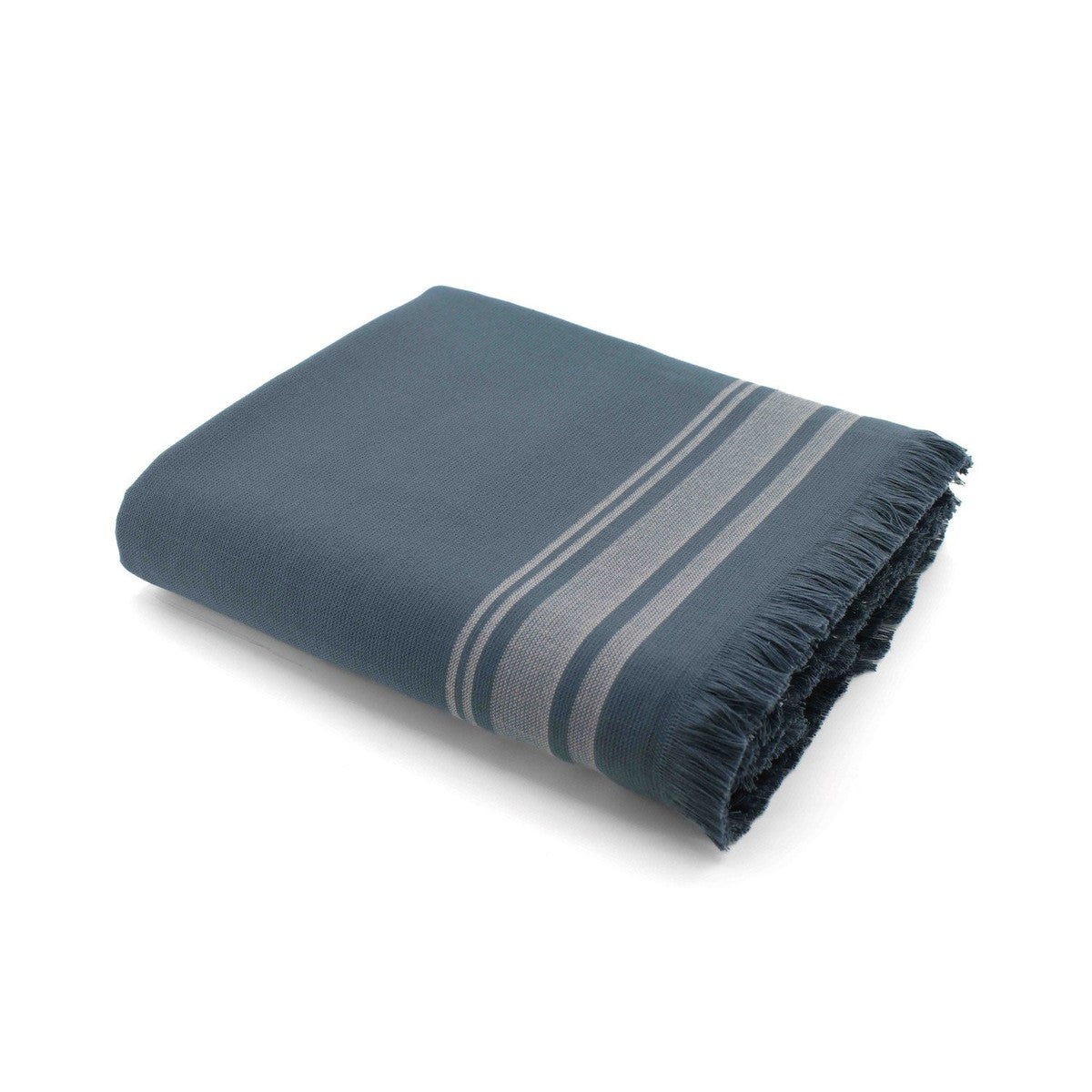 Fouta éponge coton bleu orage 100x180 FARO - bleu orage / noir - febronie.com