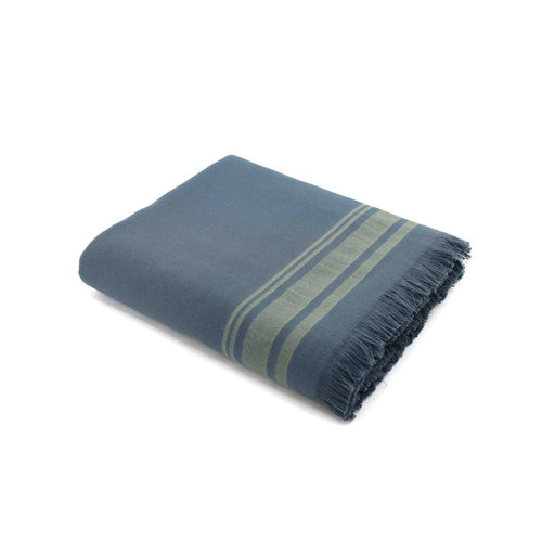 Fouta éponge coton bleu orage 100x180 FARO    febronie.com