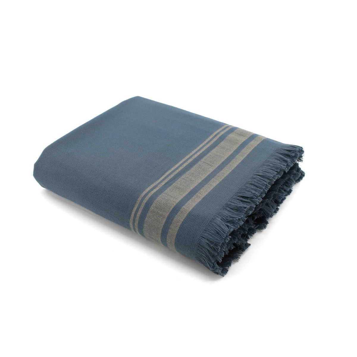 Fouta éponge coton bleu orage 100x180 FARO    febronie.com